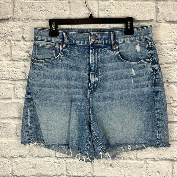 Loft High Waisted Jean Shorts Distressed Size 10 - Picture 1 of 7